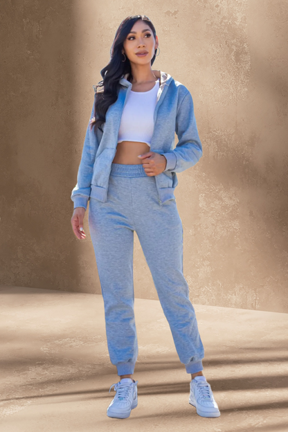 Solid Color Jogger 2 Piece Set with Fleece