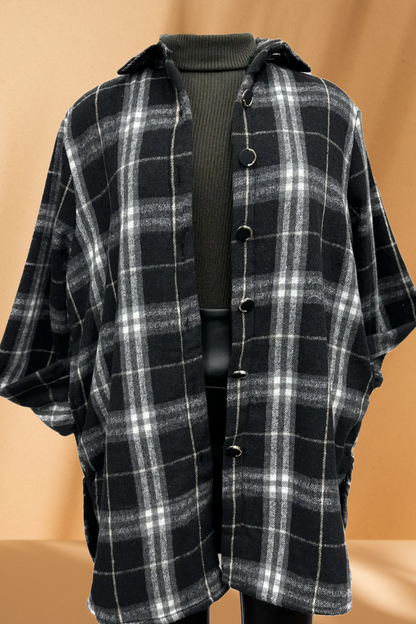 Women's Long Flannel Jacket with Fleece