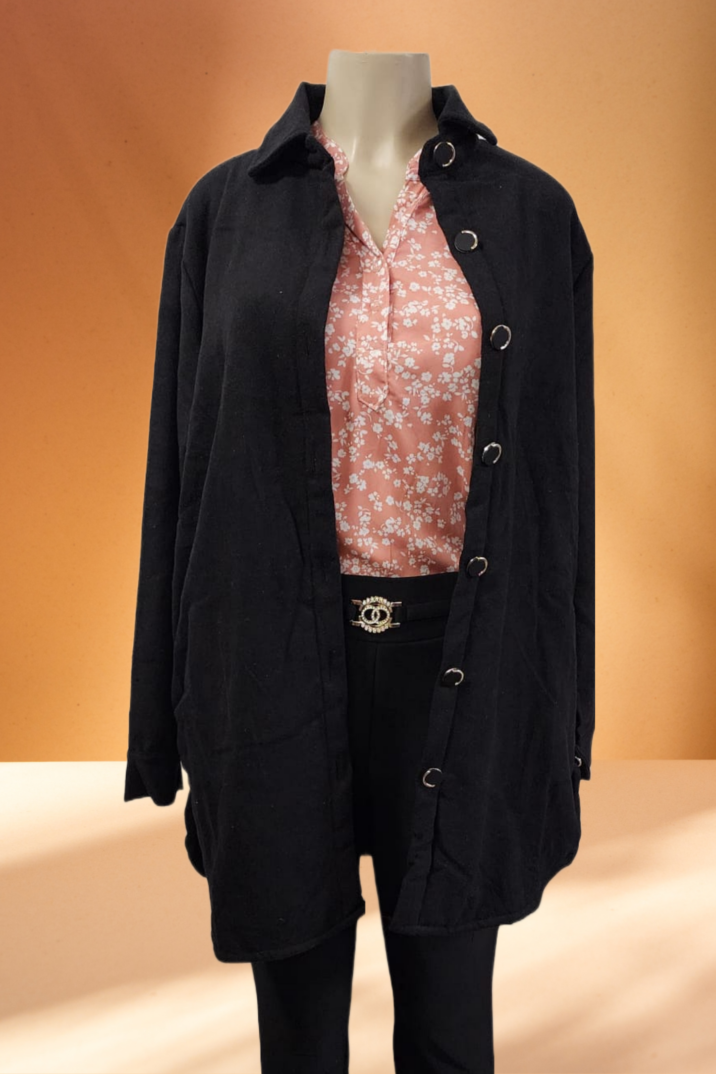 Women's Long Flannel Jacket with Fleece