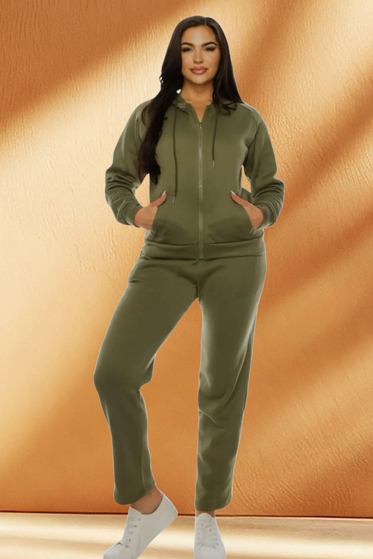 Women's Soft Ribbed 2 Piece Set with Thick Fleece